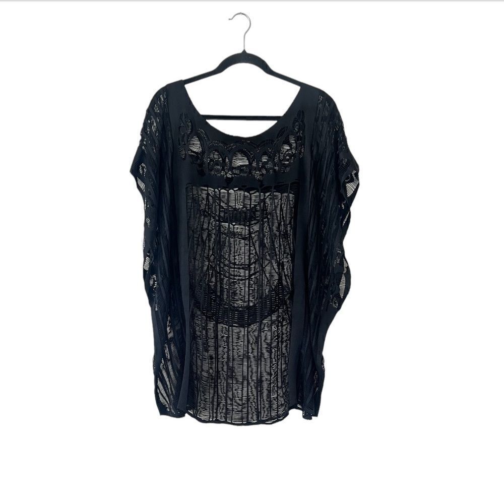 Black Lace Swim Cover Up Poncho